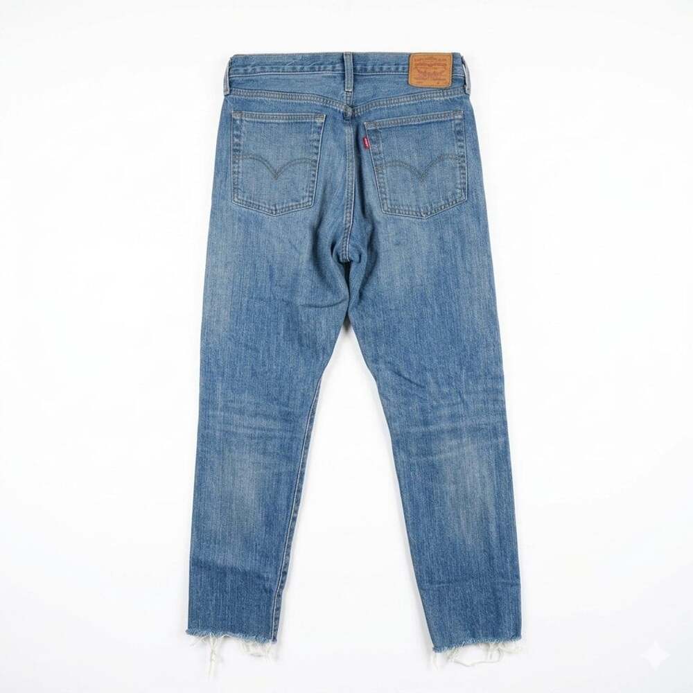 Levi's 721 High Rise Skinny Jeans Size W29 Blue Raw Hem